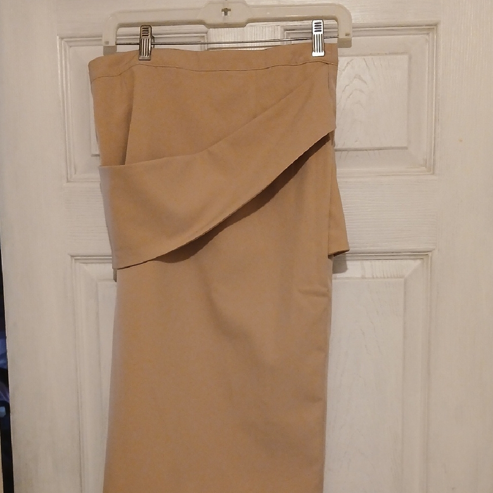 Women's Camel Asymmetrical Pencil Skirt